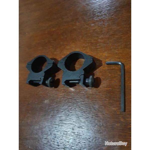 Colliers pour lunette 25,4 mm pour rail de 22 mm hauteur 30 mm