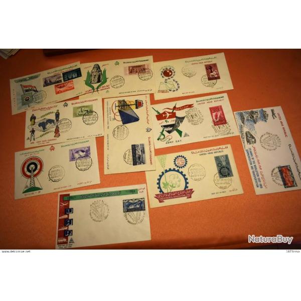 LOT DE 10 ENVELOPPES PREMIER JOURS TIMBRES �GYPTIENS