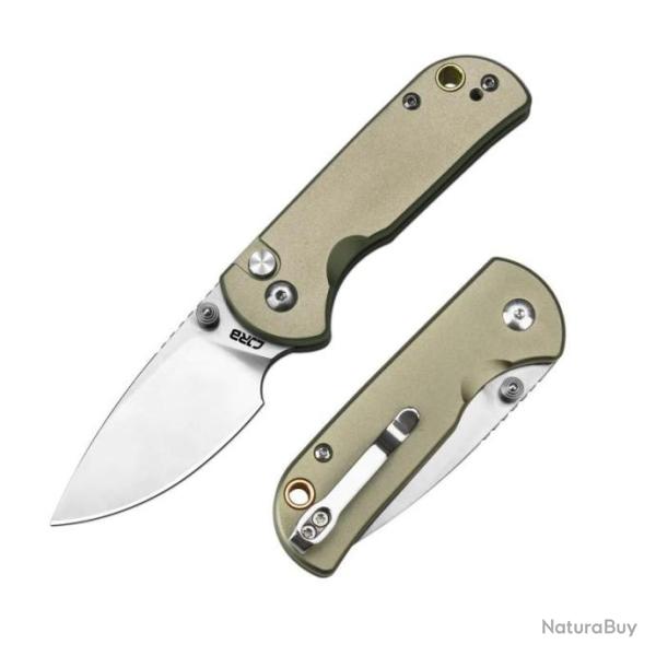 Couteau CJRB Mica Green Lame Acier AR-RPM9 Satin Manche Aluminum Button Lock IKBS Clip J1934GN
