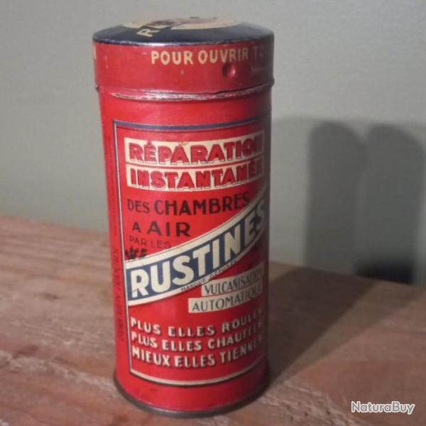 objet sur le th�me du v�lo  1920 - 1930   Belle boite publicitaire " RUSTINES "  et ses accessoires