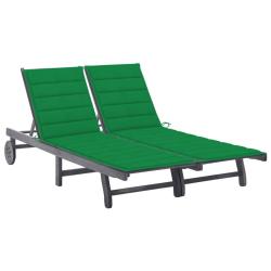 Transat chaise longue bain de soleil lit de jardin terrasse meuble d'ext&eacute;rieur 2 places avec coussi