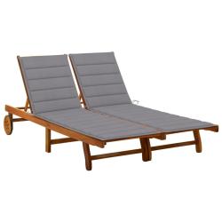 Transat chaise longue bain de soleil lit de jardin terrasse meuble d'ext&eacute;rieur 2 places avec coussi