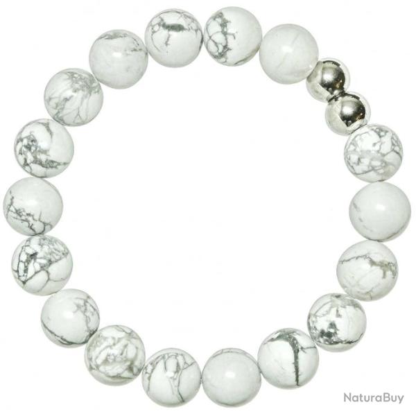 Bracelet en howlite - Perles rondes 10 mm