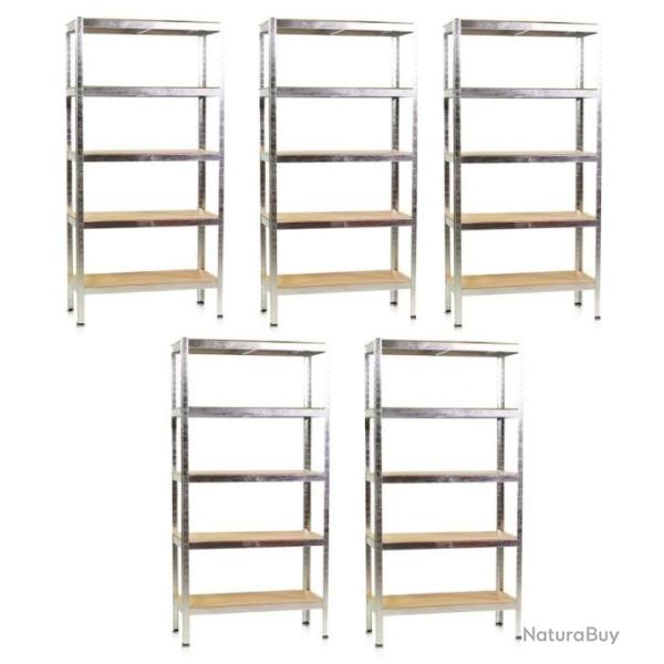 Lot de 5 �tag�res professionnel silver Rayonnage m�tallique Etag�re m�tallique industrielle