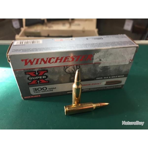 1 BOITE DE  MUNITIONS WINCHESTER CALIBRE 300WSM 180 gr POWER POINT NEUVE