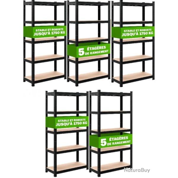 PACK 5 �tag�res professionnel noir Rayonnage m�tallique Etag�re m�tallique industrielle magasin
