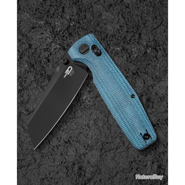 Couteau Bestech Slasher Blue Manche Micarta Lame Acier D2 IKBS Axis Lock Clip BTKG56C2