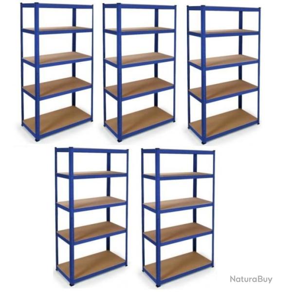 LOT XXL 5 �tag�res professionnel bleu Rayonnage m�tallique Etag�re m�tallique CHARGE LOURDE