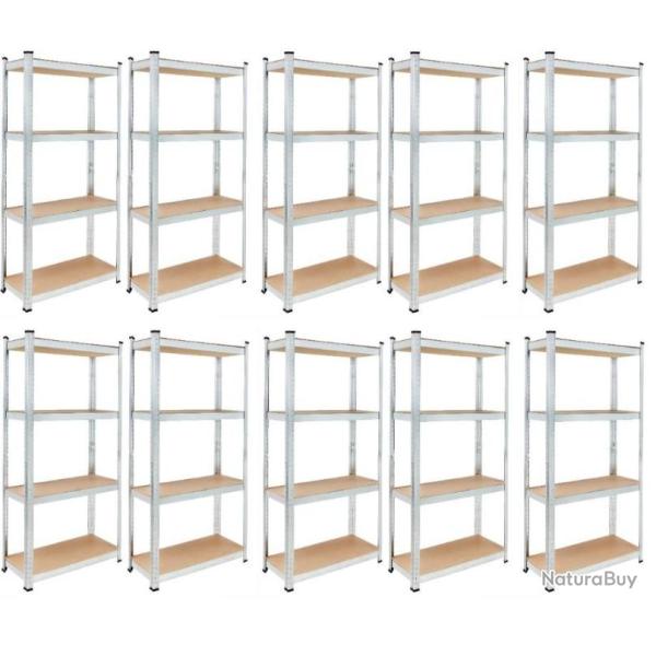 LOT XXL 10 �tag�res professionnel 80x40x160 cm Rayonnage m�tallique Etag�re m�tallique charge lourde