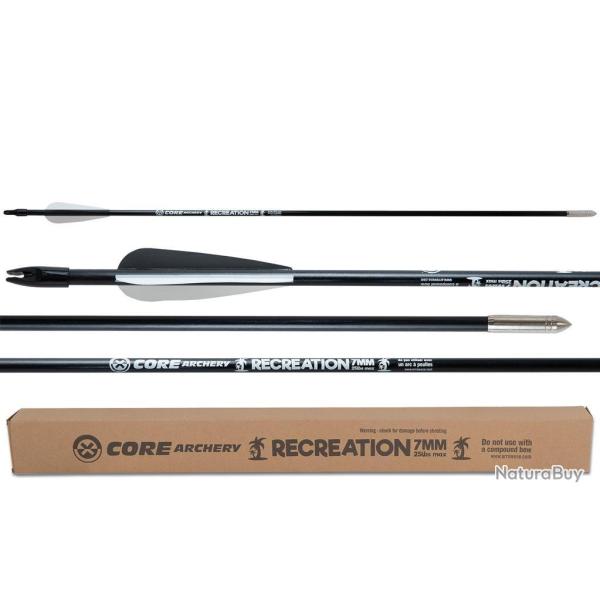 Lot de 25 flches Core Recreation 7mm en fibre de verre 25 lbs 28"