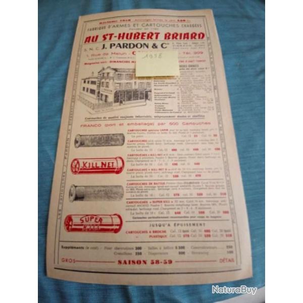 Livrets publicit�s anciennes armurerie Pardon 1960/1959/1958