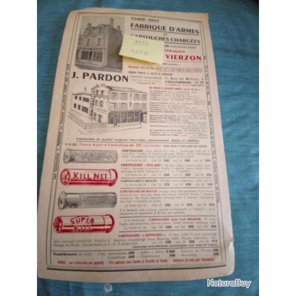 Livrets publicit�s anciennes armurerie Pardon 1957/1956/1955