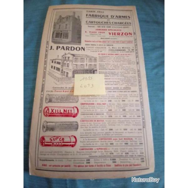 Livrets publicit�s anciennes armurerie Pardon 1955/1956/1956