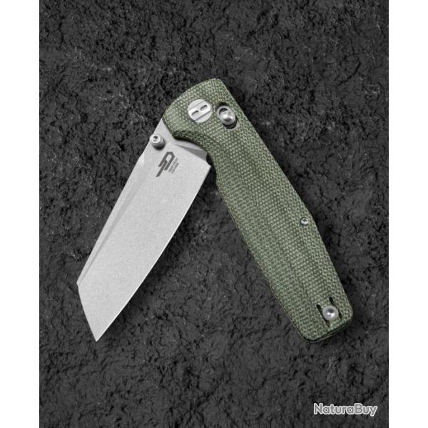 Couteau Bestech Slasher Green Manche Micarta Lame Acier D2 SW IKBS Axis Lock Clip BTKG56B1