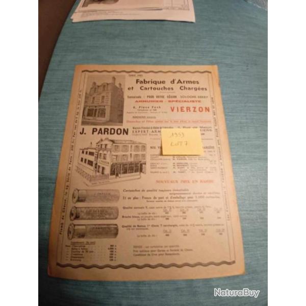 Livrets publicit�s brochures anciennes armurerie Pardon 1953/1954/1954
