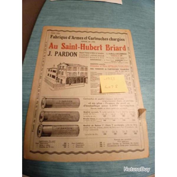 Livrets publicit�s brochures anciennes armurerie Pardon 1953/1953/1954