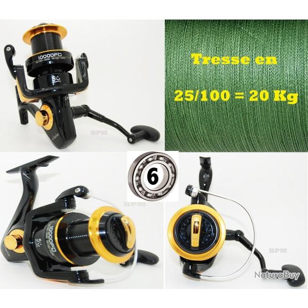 Pack Moulinet Mer Surf / Digue MILLENIUM ( 5+1 R ) + 250M de tresse 25/100