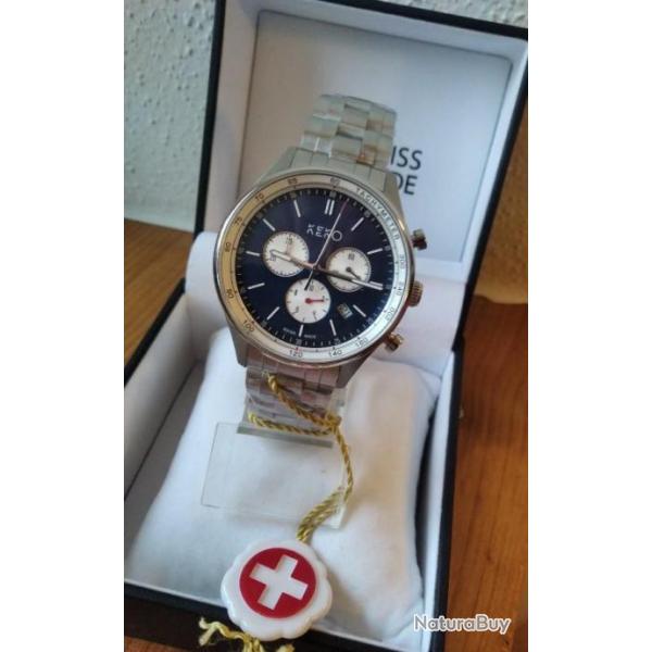 KEKO CHRONOGRAPHE MONTRE A QUARTZ POUR HOMME MOUVEMENT RONDA NEUVE SUISSE MADE