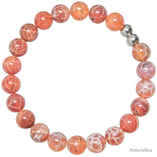 Bracelet en agate de feu - Perles rondes 8 mm
