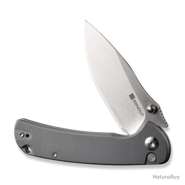 Couteau Sencut Pulsewave Gray Lame Acier 9Cr18MoV Satin Manche G10 Button Lock IKBS Clip S230322