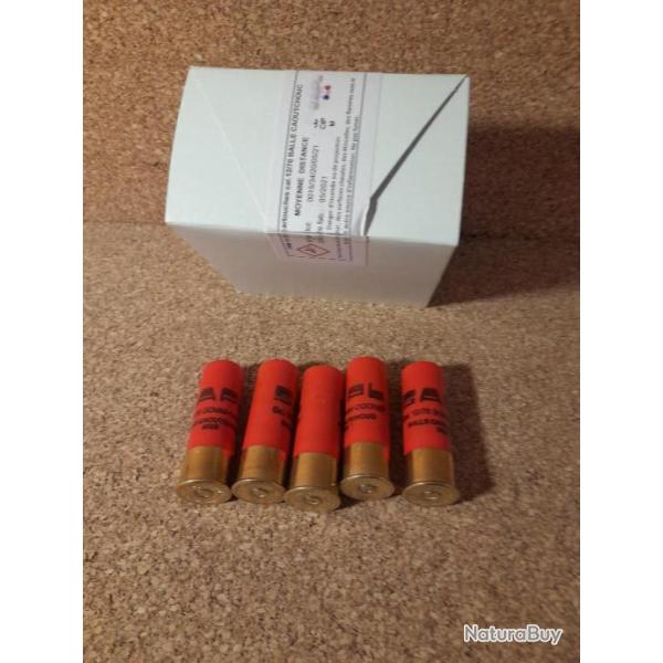 1 BOITE DE 25 Cartouches Gomm-Cogne  balle caoutchouc moyenne distance cal. 12/70