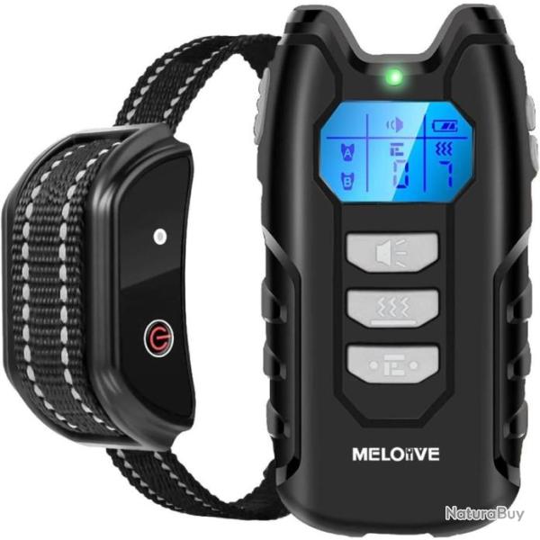 Collier de Dressage pour Chien Port�e 1000m Modes Son Vibration Rechargeable IPX67 Etanche Gris