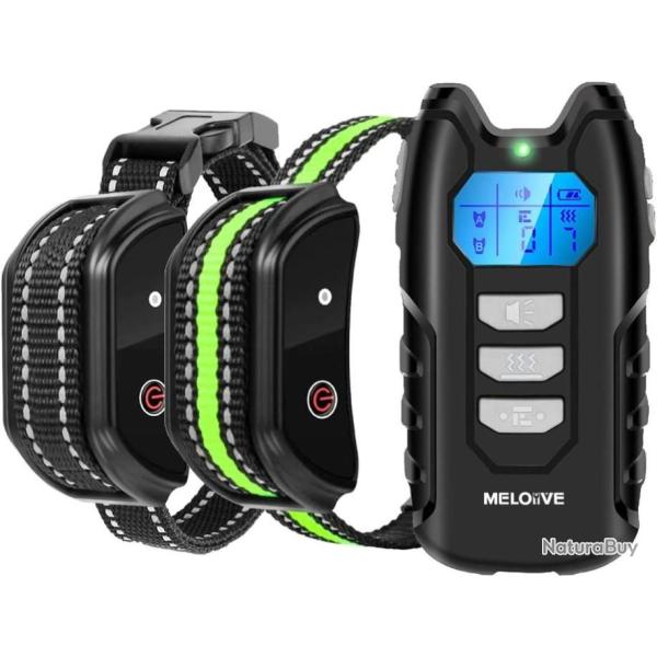 Collier de Dressage pour Chien 2 Rcepteurs Modes Son Vibration Porte 1000m IPX67 Etanche