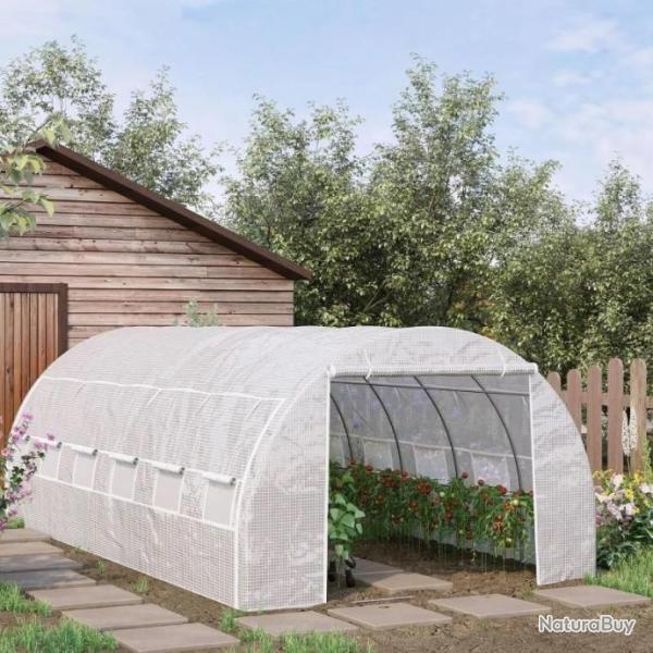 Serre jardin 18m� blanche Serre tunnel 6x3x2m Serre maraicher Serre potager tomates