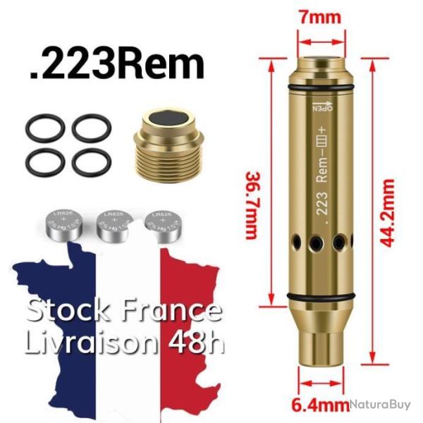 Cartouche tir � sec d'entrainement laser 223  5.56 - Culot suppl�mentaire offert - Stock France
