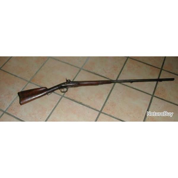 fusil de chasse juxtapos� d'origine a SILEX transform� � percussion longueur canon d 'origine 90 cm