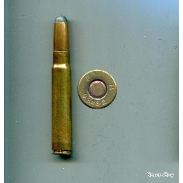 9.3 x 62 - balle cuivre pointe plomb - marquage : F N 9,3x62