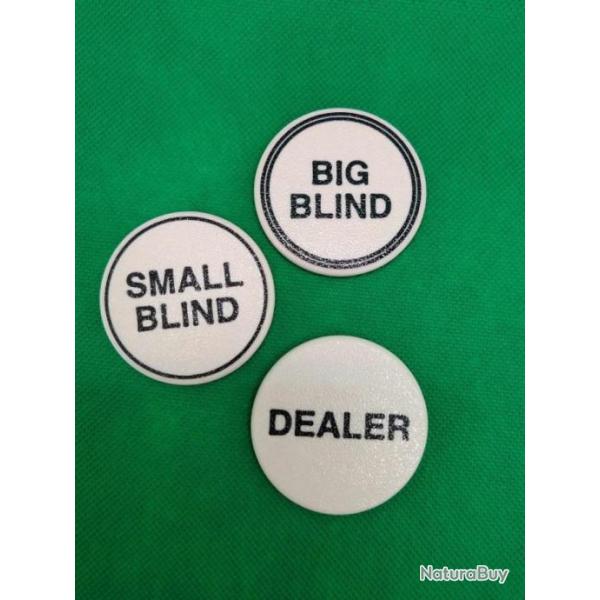 Jetons Poker Badges : Dealer - Small Blind - Big Blind