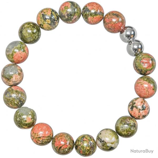 Bracelet en unakite - Perles rondes 10 mm