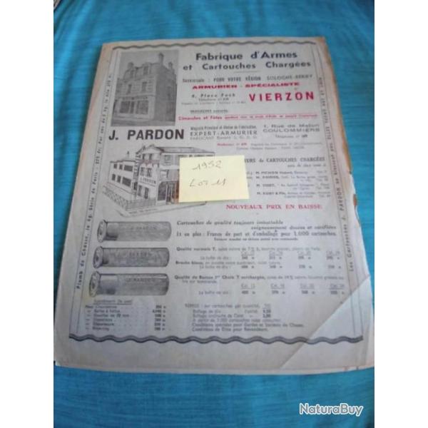 Lot de 3 livrets publicit�s anciennes armurerie Pardon 1952/1952/1953