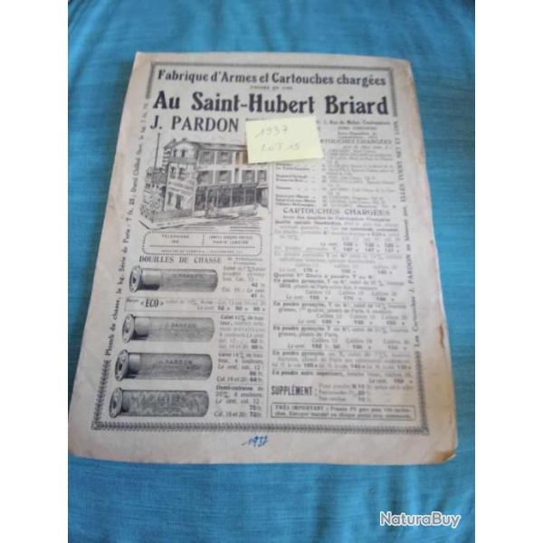 Lot de 3 livrets publicit�s anciennes armurerie Pardon 1937/1950/1952