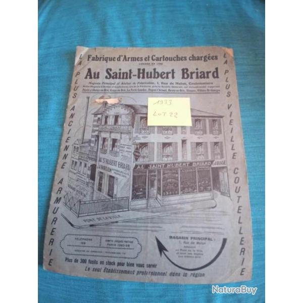 Lot de 3 livrets documents publicitaires anciens armurerie Pardon 1933/1937/1950