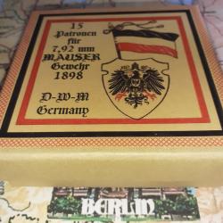 7,92 mm Mauser G98 (Deutsche Waffen Munitions.): Reproduction boite munitions (vide) DWM97 11369623