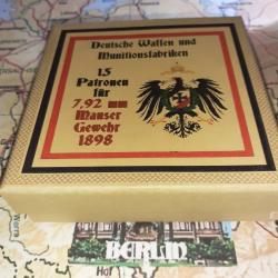 7,92 mm Mauser G98 (Deutsche Waffen Munitions.): Reproduction boite munitions (vide) DWM07 11369646