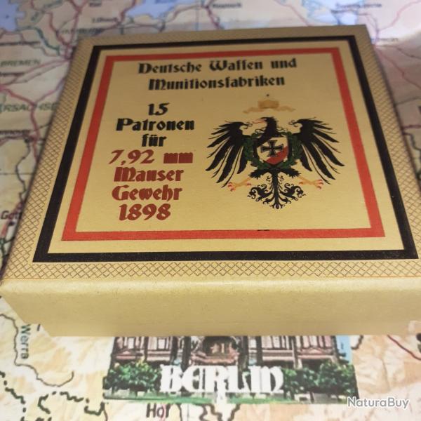 7,92 mm Mauser G98 (Deutsche Waffen Munitions.): Reproduction boite munitions (vide) DWM07 11369646