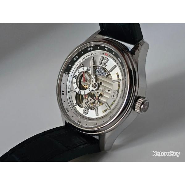 Montre P-51 Mustang �dition limit�e Cadran Argent Bracelet Bleu marine