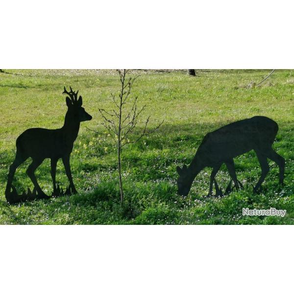 Lot de 2 silhouettes m�talliques couple de Chevreuils