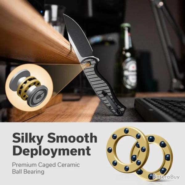 Couteau CIVIVI Stormhowl Black Lame Acier Nitro-V 2 Tons Manche Alum IKBS Button Lock CIVC23040B1