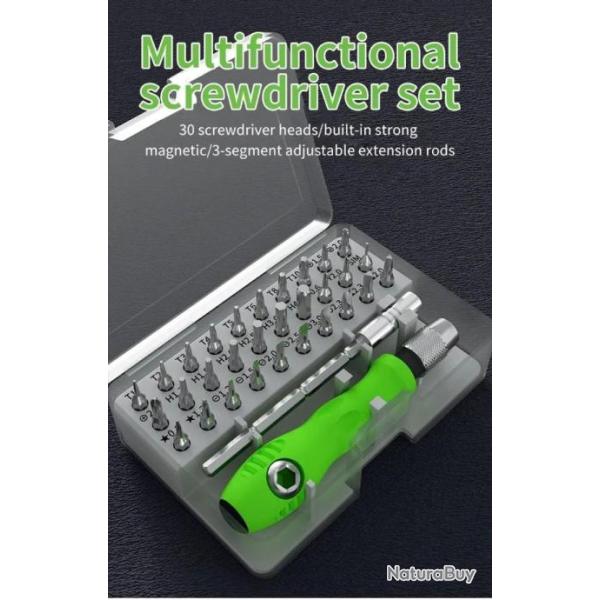 Jeu Tournevis Pr�cision Magn�tiques Crois�s Portable Multifonction 32En1 Transport utilisation Facil