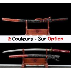 Katana Japonais en Acier Pli&eacute; Lamin&eacute; (Damas) - Lame Tranchante et &Eacute;l&eacute;gante