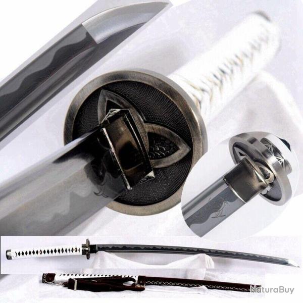 Katana de collection artisanal blanc et noir en cuir - Katana de Michonne The Walking Dead - Symbole