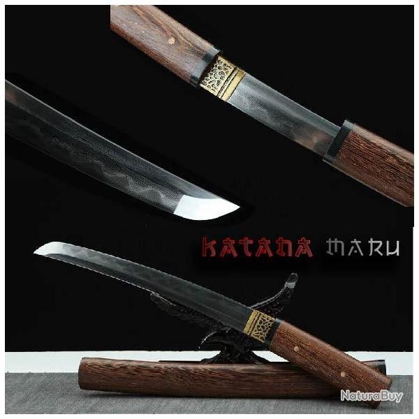 Tanto - Sabre Japonais Authentique en Acier Forg� � la Main, Lame Aff�t�e, Sabre en Bois de rose