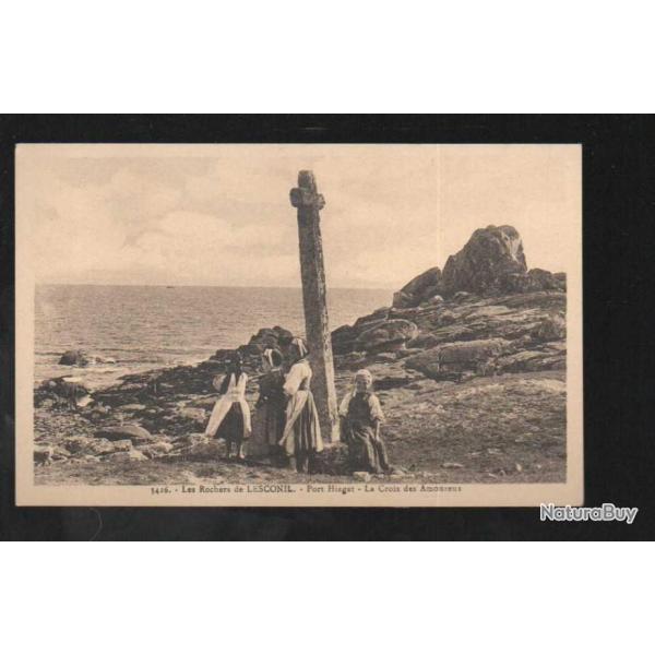 les rochers de lesconil port hiagat la croix des amoureux carte postale ancienne