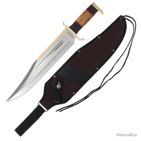 Couteau Rough Ryder Raider's Bowie Lame Acier Inox Manche Bois Etui Nylon RR2523