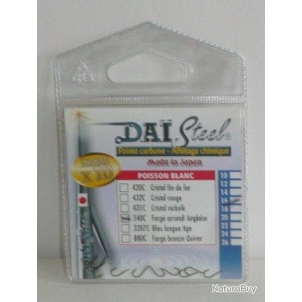 Hameons Dai Steel Poisson blanc Forg arrondi Anglaise Rf: 540C N16 par 10
