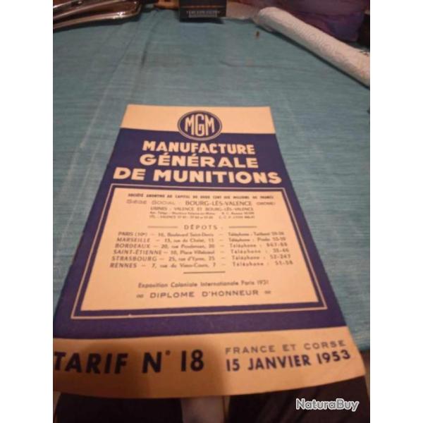 Livret tarif MGM janvier 1953 Ref 7